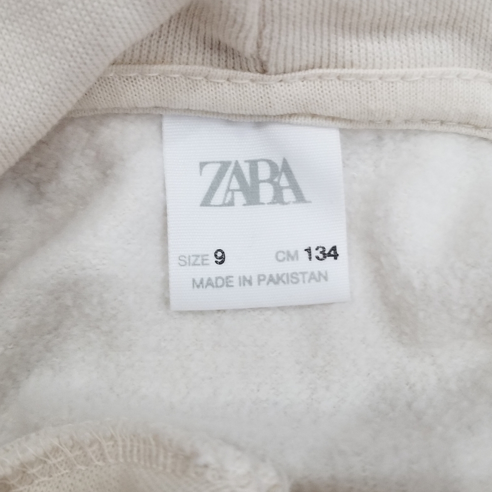 Zara "Sunday Tour" Girls Cropped Hooded Sweatshirt in Ecru 9 - Picture 6 of 12